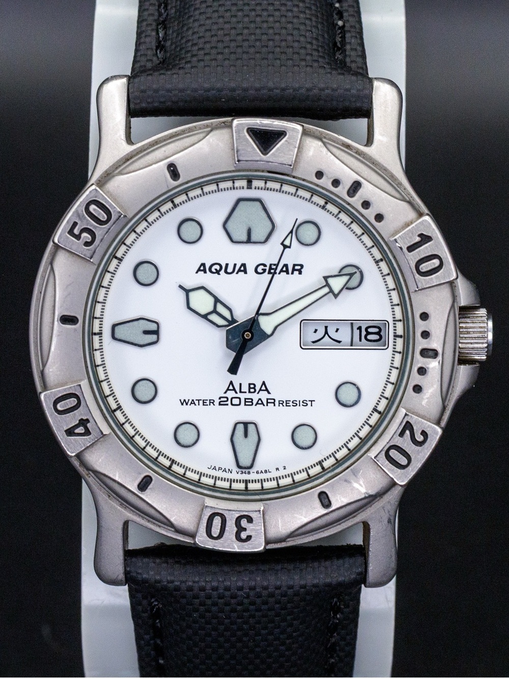 Seiko Alba Rare Aqua Gear V348-6A50 Vintage Date Date 36mm JDM Import Dive Watch